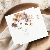 素朴秋フローラモノグ結婚ラム スタンダードカクテルナプキン