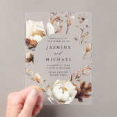 素朴秋フローラ円結婚枠 アクリル招待状 (インサイチュ (ポータブル))