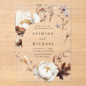 素朴秋フローラ円結婚枠 アクリル招待状 (正面)