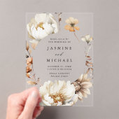 素朴秋フローラ円結婚枠 アクリル招待状 (インサイチュ (ポータブル))