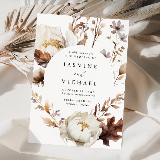 素朴秋フローラ円結婚枠 招待状