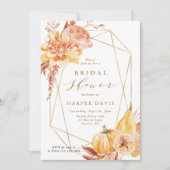 素朴秋フローラ幾何金ゴールドブライダルシャワー 招待状 (正面)