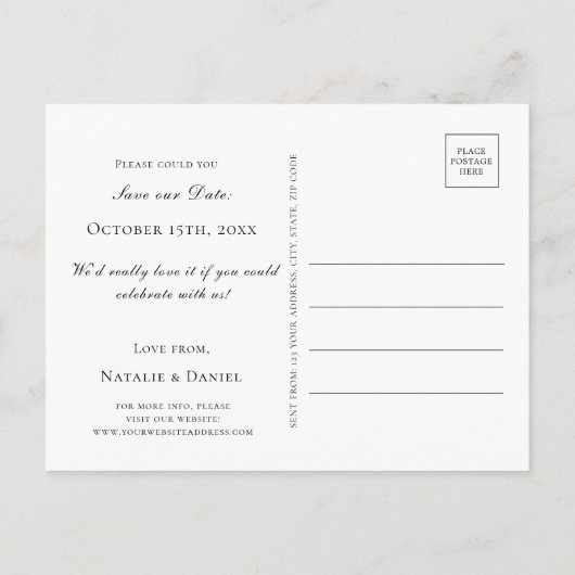 素朴秋フローラ日付の保存 案内ポストカード (裏面)