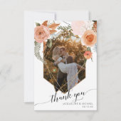 素朴秋フローラ樹木ジオメトリ金ゴールド写真 サンキューカード (正面)