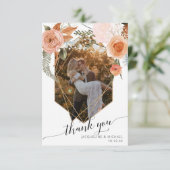 素朴秋フローラ樹木ジオメトリ金ゴールド写真 サンキューカード (スタンド正面)