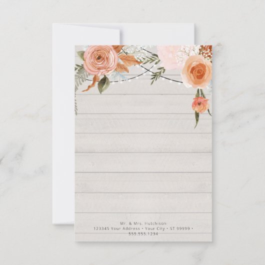 素朴秋フローラ樹木ジオメトリ金ゴールド写真 サンキューカード (裏面)