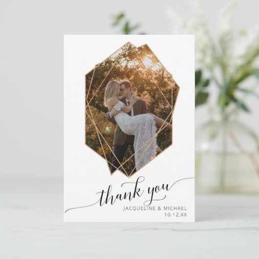 素朴秋フローラ樹木ジオメトリ金ゴールドTh サンキューカード (スタンド正面)