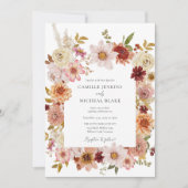 素朴秋フローラ結婚写真 招待状 (正面)
