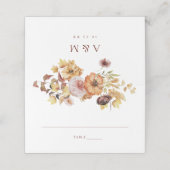 素朴秋フローラ結婚折り座席表 プレイスカード (外部開封)