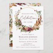 素朴秋フローラ記念お祝い生命 招待状 (正面/裏面)