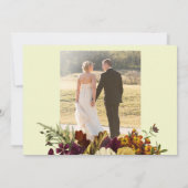 素朴秋フローラ金ゴールドスクリプト結婚photo's サンキューカード (裏面)