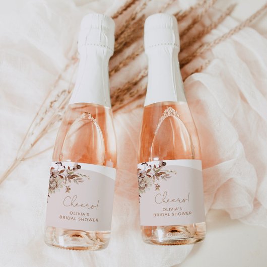 素朴秋ブライダルシャワーきらめくワインラベル スパークリングワインラベル