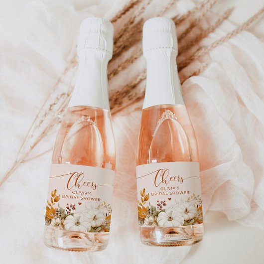 素朴秋ブライダルシャワーきらめくワインラベル スパークリングワインラベル