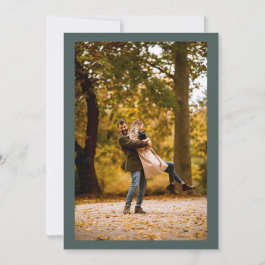 素朴秋ブルゴーニュ緑のフローラ結婚写真 招待状 (裏面)