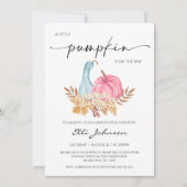 素朴秋ブルーピンクパンプキンベビーシャワー 招待状 (正面)