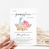 素朴秋ブルーピンクパンプキンベビーシャワー 招待状