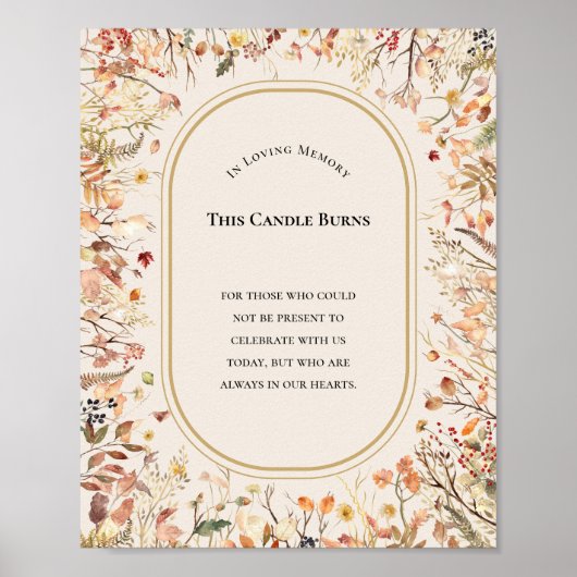 素朴秋ベージュ結婚のロウソクが燃える ポスター (正面)