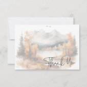 素朴秋マウンテンシーンウォーター結婚カラー サンキューカード (正面)