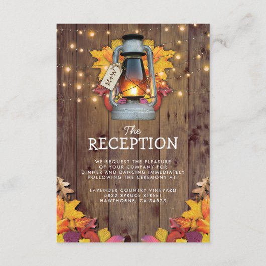 素朴秋ライト紅葉ウェディングレセプション エンクロージャーカード (正面)