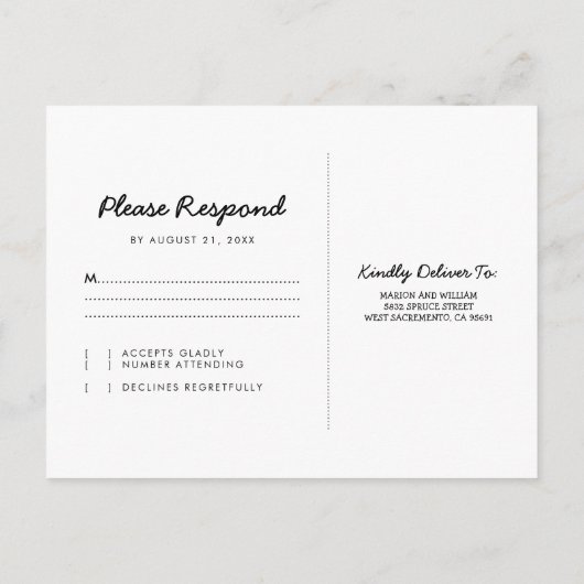 素朴秋ライト紅葉ウェディングRSVP インビテーションポストカード (裏面)