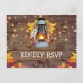 素朴秋ライト紅葉ウェディングRSVP インビテーションポストカード (正面)