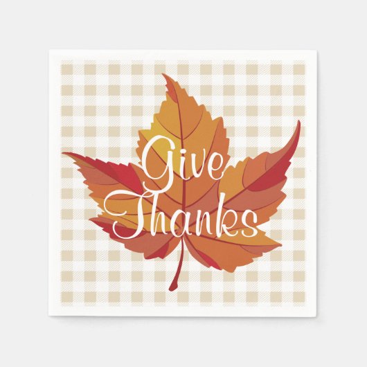 素朴秋リーフとプ与えラド感謝していー スタンダードカクテルナプキン (正面)