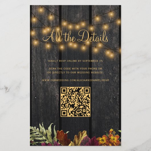 素朴秋予算をすべて1つの結婚式招待状 (裏面)