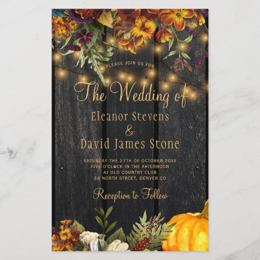 素朴秋予算をすべて1つの結婚式招待状 (正面)