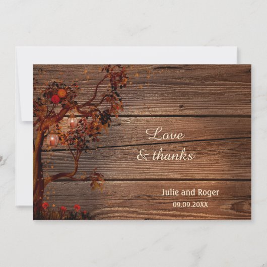 素朴秋写真結婚のサンキューカード サンキューカード (正面)