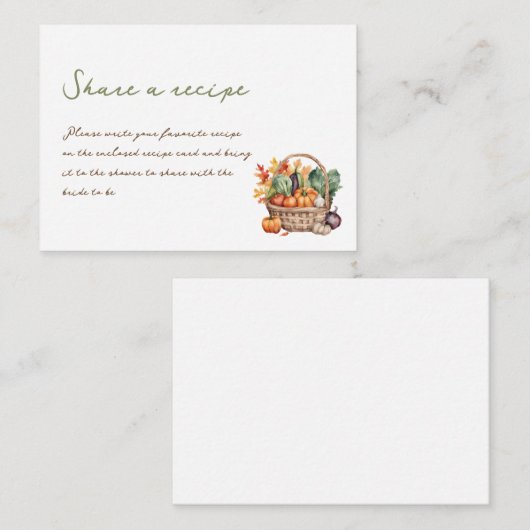 素朴秋市場かごブライダルシャワーレシピ エンクロージャーカード (正面/裏面)