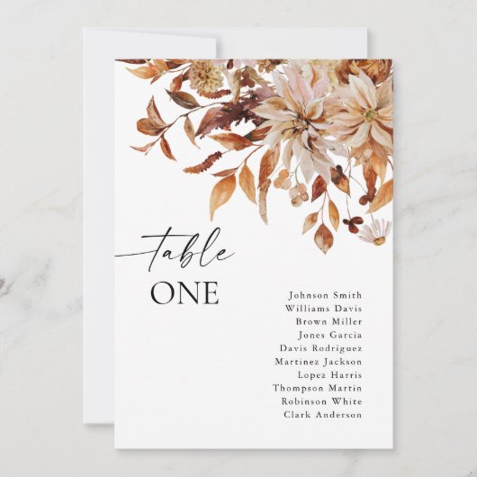 素朴秋座席表の番号カード (正面)