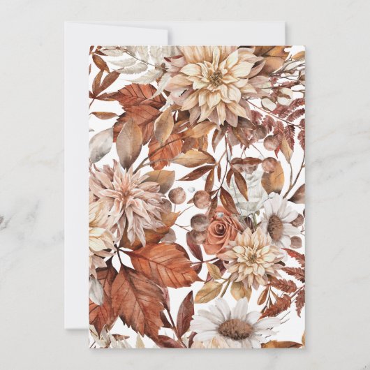 素朴秋枠付きブラウンバウ赤ちゃんシャワー 招待状 (裏面)