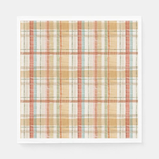 素朴秋格子水の色パターン スタンダードランチョンナプキン (正面)