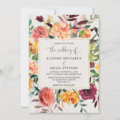 素朴秋水彩フローラ秋結婚の 招待状 (正面)