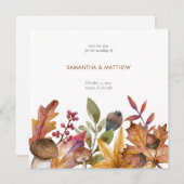 素朴秋水彩植物株の結婚株 セーブザデート (正面/裏面)