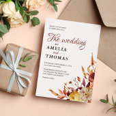 素朴秋温水カラーフローラブーケ結婚ス 招待状