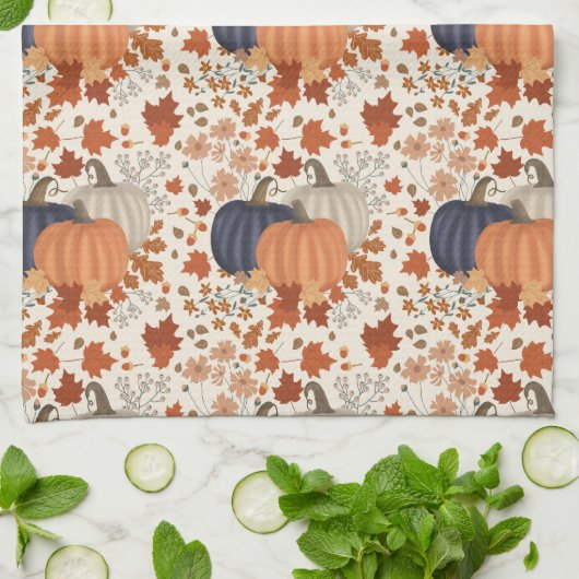 素朴秋秋かぼちゃワイルドフラワー離れズ キッチンタオル (折り畳み)