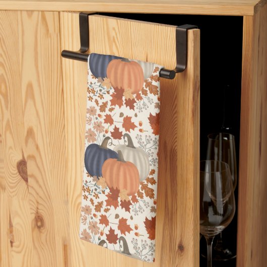 素朴秋秋かぼちゃワイルドフラワー離れズ キッチンタオル (三つ折り)