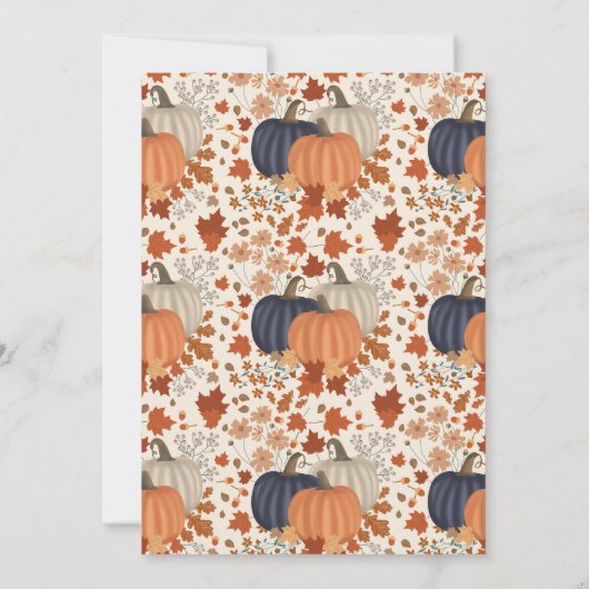 素朴秋秋かぼちゃワイルドフラワー離れズ サンキューカード (裏面)