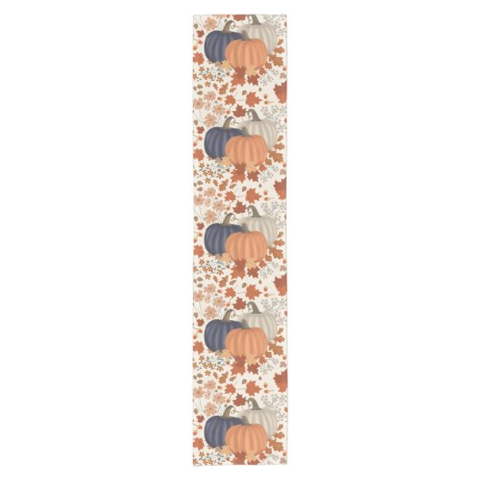 素朴秋秋かぼちゃワイルドフラワー離れズ ショートテーブルランナー (正面)