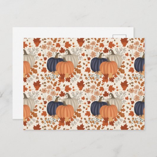 素朴秋秋かぼちゃワイルドフラワー離れズ シーズンポストカード (正面/裏面)