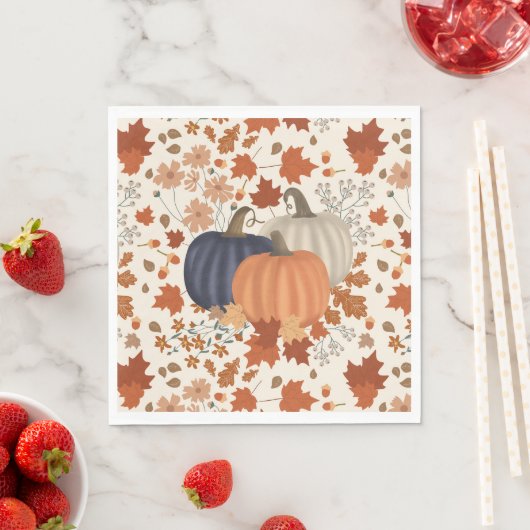 素朴秋秋かぼちゃワイルドフラワー離れズ スタンダードランチョンナプキン (インサイチュ)