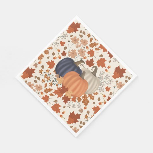 素朴秋秋かぼちゃワイルドフラワー離れズ スタンダードランチョンナプキン (角)