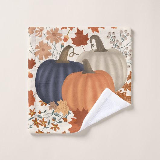 素朴秋秋かぼちゃワイルドフラワー離れズ バスタオルセット (ウォッシュタオル)
