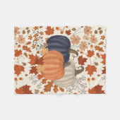 素朴秋秋かぼちゃワイルドフラワー離れズ フリースブランケット (正面(横))