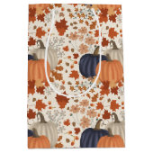 素朴秋秋かぼちゃワイルドフラワー離れズ ミディアムペーパーバッグ (正面)