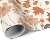 素朴秋秋かぼちゃワイルドフラワー離れズ ラッピングペーパー (ロールコーナー)