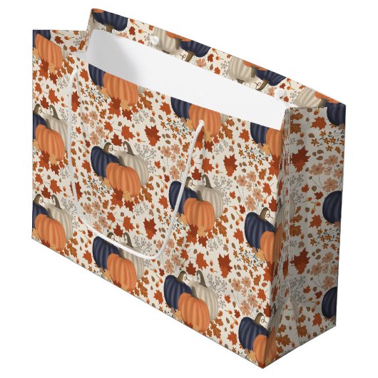 素朴秋秋かぼちゃワイルドフラワー離れズ ラージペーパーバッグ (正面アングル)