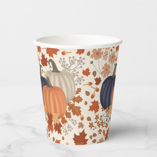 素朴秋秋かぼちゃワイルドフラワー離れズ 紙コップ (正面)