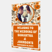 素朴秋秋の花フォトフォ結婚トウェルカム アクリルサイン (傾斜)